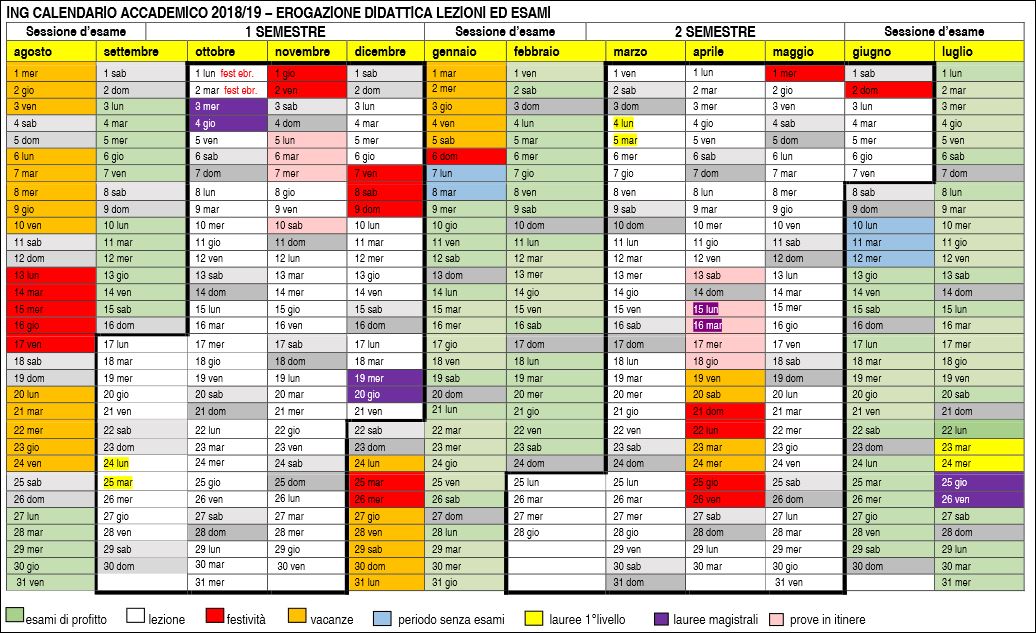 Academic Calendar Engineering 2018 2019